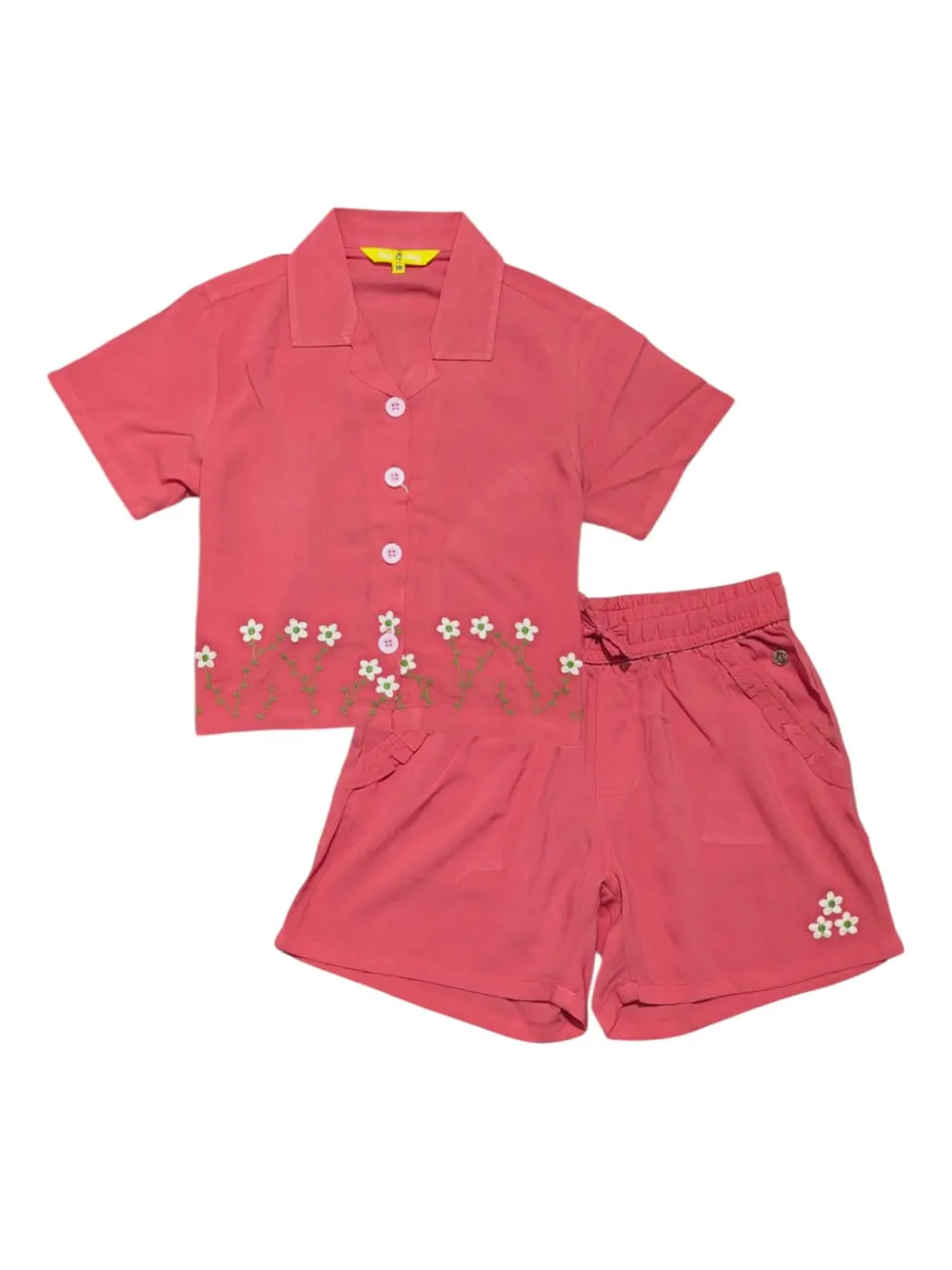 Gini And Jony Girls Peach Embroidery Cotton Cordinate Half Sleeves 9-10 Years