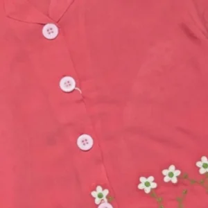 Gini And Jony Girls Peach Embroidery Cotton Cordinate Half Sleeves 9-10 Years