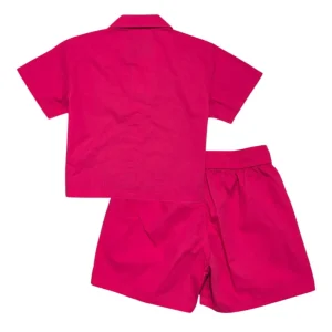 Gini And Jony Girls Dark Pink Embroidery Cotton Cordinate Half Sleeves 9-10 Years