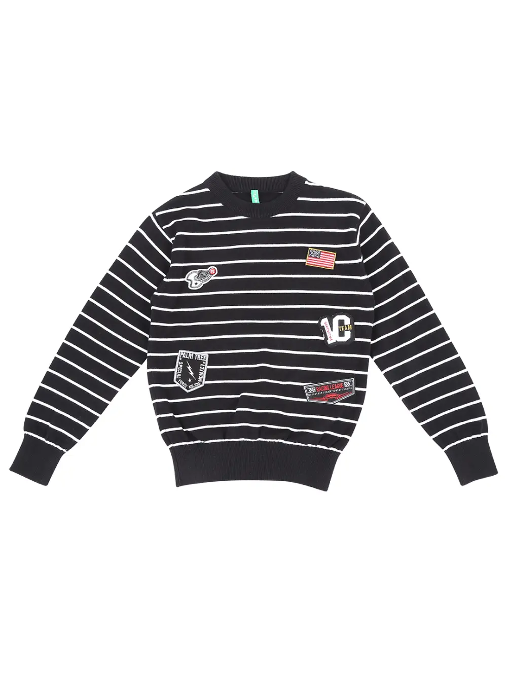 Palm Tree Boys Black Stripes Acrylic Sweater Full Sleeves 9-10 Years