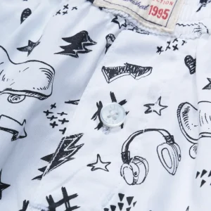 Palm Tree Boys White Conversational Print Cotton Shorts Elasticated