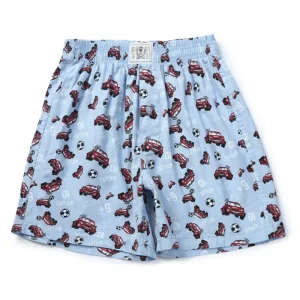 Palm Tree Boys Blue Conversational Print Cotton Shorts Elasticated