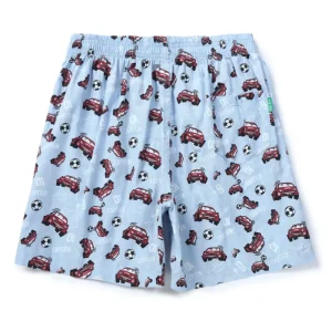 Palm Tree Boys Blue Conversational Print Cotton Shorts Elasticated