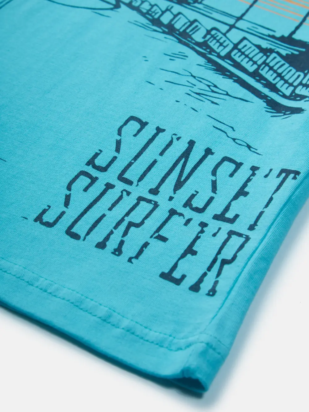 Palm Tree Boys Blue Graphic Print Cotton T-Shirt Half Sleeves