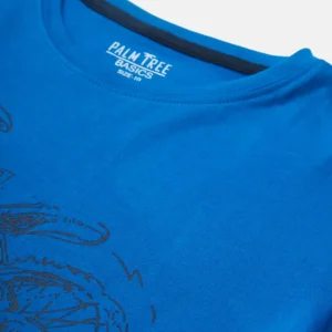 Gini & Jony Boys’ Blue T-Shirt Knitshand-Wash Regular Fit