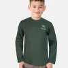 Palm Tree Boys Olive Graphic Print Cotton T-Shirt Full Sleeves
