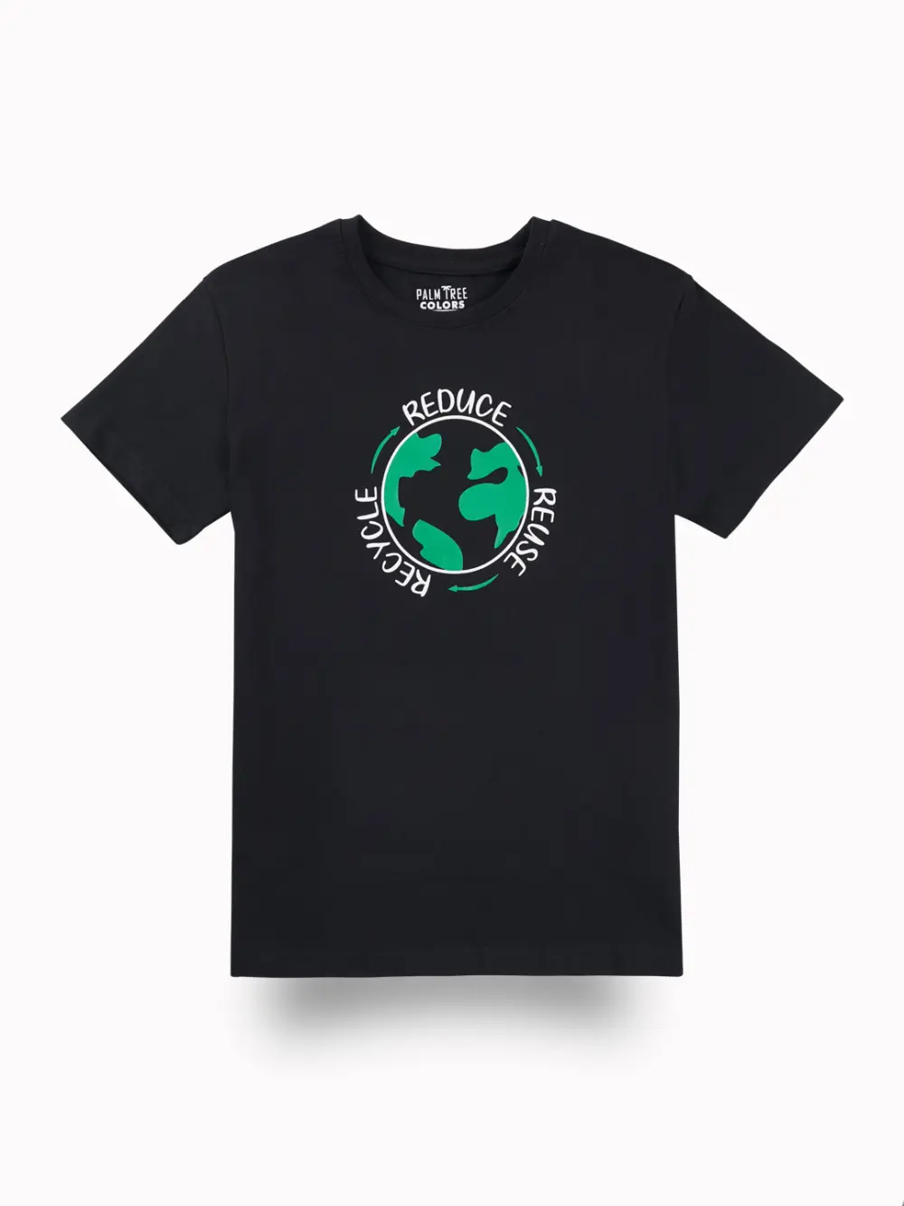 Palm Tree Boys Black Graphic Print Cotton T-Shirt Half Sleeves