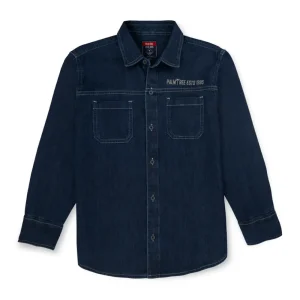 Palm Tree Boys Blue Solid Denim Shirt Full Sleeves 13-14Y