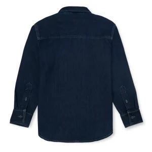 Palm Tree Boys Blue Solid Denim Shirt Full Sleeves 13-14Y