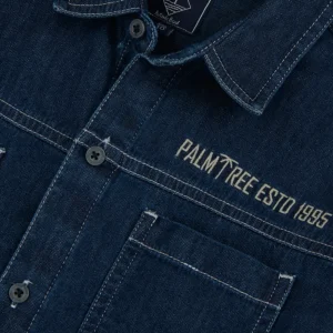 Palm Tree Boys Blue Solid Denim Shirt Full Sleeves 13-14Y