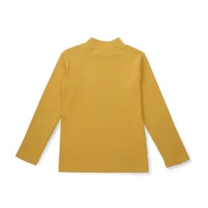 Palm Tree Girls Mustard Solid Cotton Skivvy Full Sleeves 9-10 Years