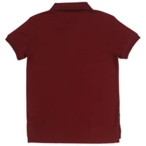 Palm Tree Boys Maroon Solid Cotton Polo T-Shirt Half Sleeves