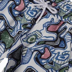 Palm Tree Boys White Abstract Print Polyster Co-Ordinate Half Sleeves