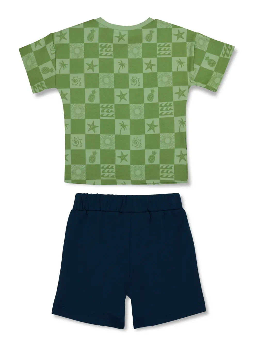 Gj Baby Boys Green Conversational Print Cotton Baby Set Half Sleeves 0-3M