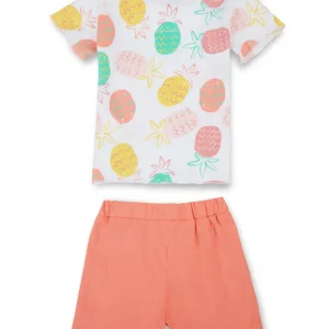 Gj Baby Boys Off White Graphic Print Cotton Baby Set Half Sleeve