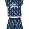 Gj Baby Girls Navy Blue Conversational Print Cotton Baby Set Half Sleeves 12-18M