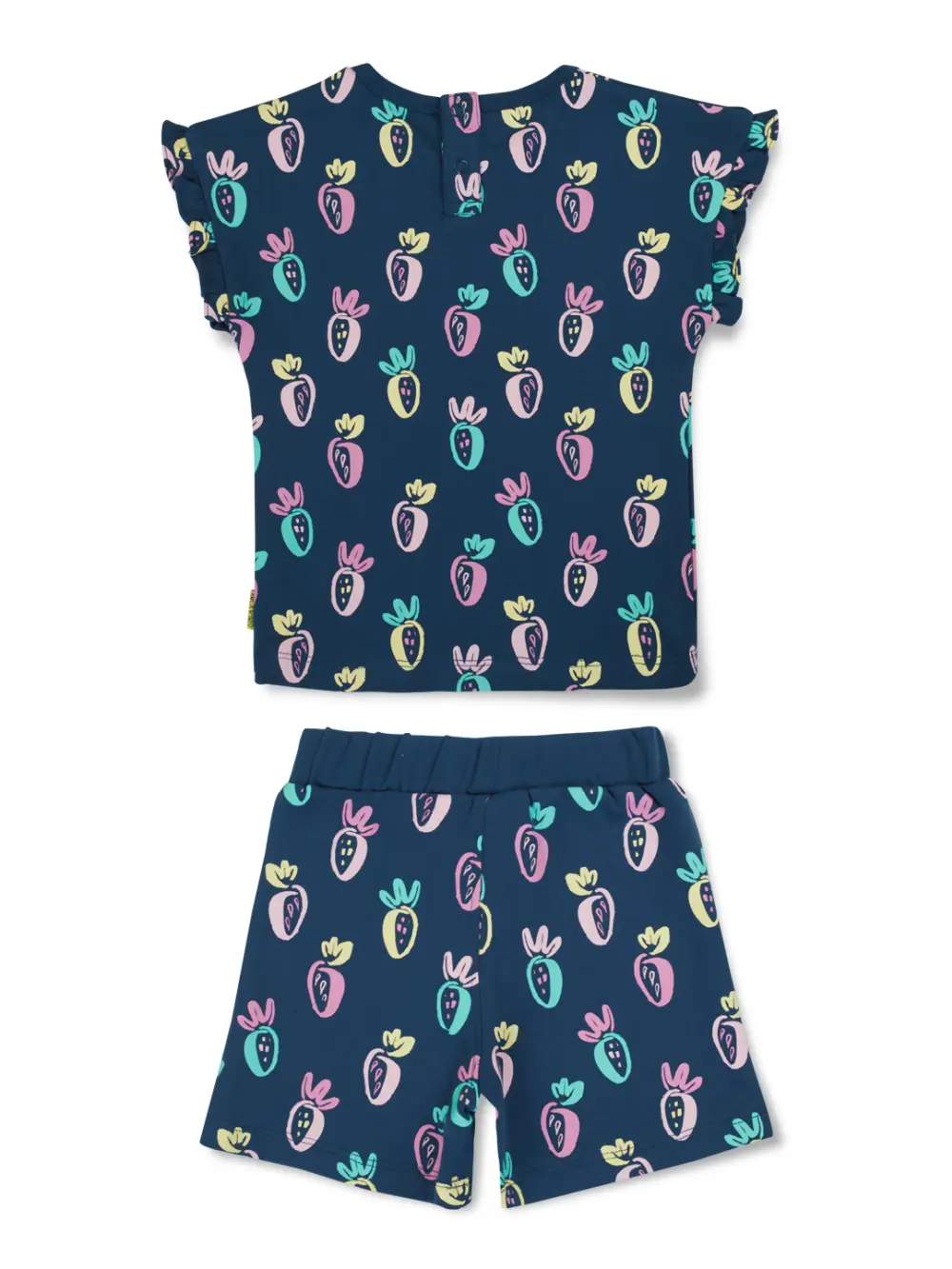 Gj Baby Girls Navy Blue Conversational Print Cotton Baby Set Half Sleeves 12-18M