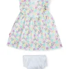 Gj Baby Girls White Floral Print Cotton Dress Half Sleeves