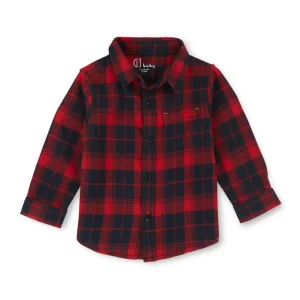 Gj Baby Unisex Maroon Lively Chequred Cotton Round Neck Half Sleeve T-Shirt