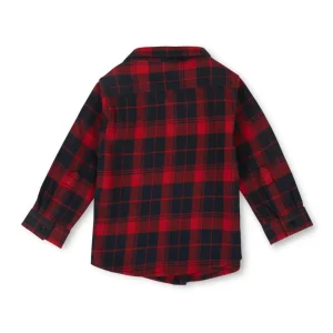 Gj Baby Unisex Maroon Lively Chequred Cotton Round Neck Half Sleeve T-Shirt