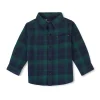 Gj Baby Boys Grey Classic Chequred Green Cotton Round Neck Full Sleeve Shirt