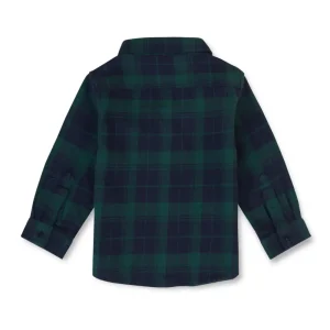 Gj Baby Boys Grey Classic Chequred Green Cotton Round Neck Full Sleeve Shirt