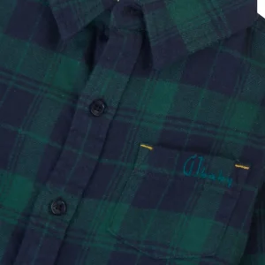 Gj Baby Boys Grey Classic Chequred Green Cotton Round Neck Full Sleeve Shirt