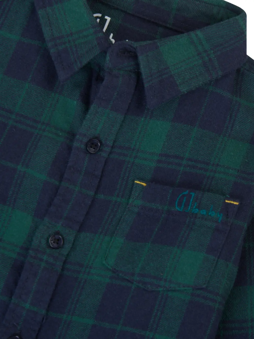 Gj Baby Boys Grey Classic Chequred Green Cotton Round Neck Full Sleeve Shirt