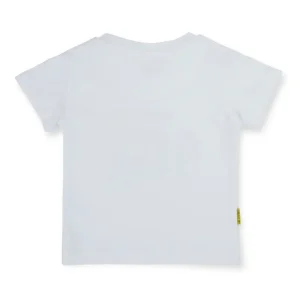Gj Baby Boys White Applique Cotton T-Shirt Half Sleeves