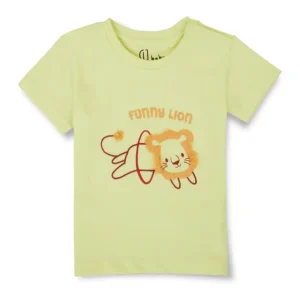 Gj Baby Boys Yellow Applique Cotton T-Shirt Half Sleeves 0-3M