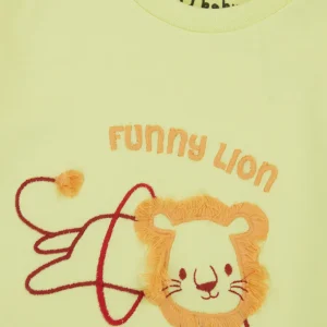 Gj Baby Boys Yellow Applique Cotton T-Shirt Half Sleeves 0-3M