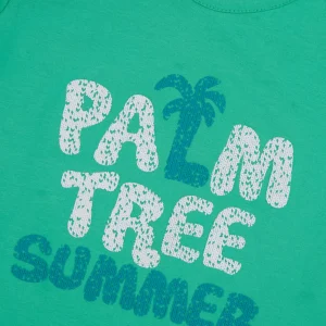 Gj Baby Boys Green Printed Cotton T-Shirt Half Sleeves