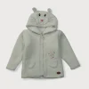 Gj Baby Girls White Applique Fleece Sweater Full Sleeves 0-3 Months