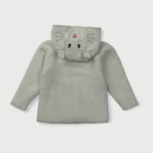 Gj Baby Girls White Applique Fleece Sweater Full Sleeves 0-3 Months