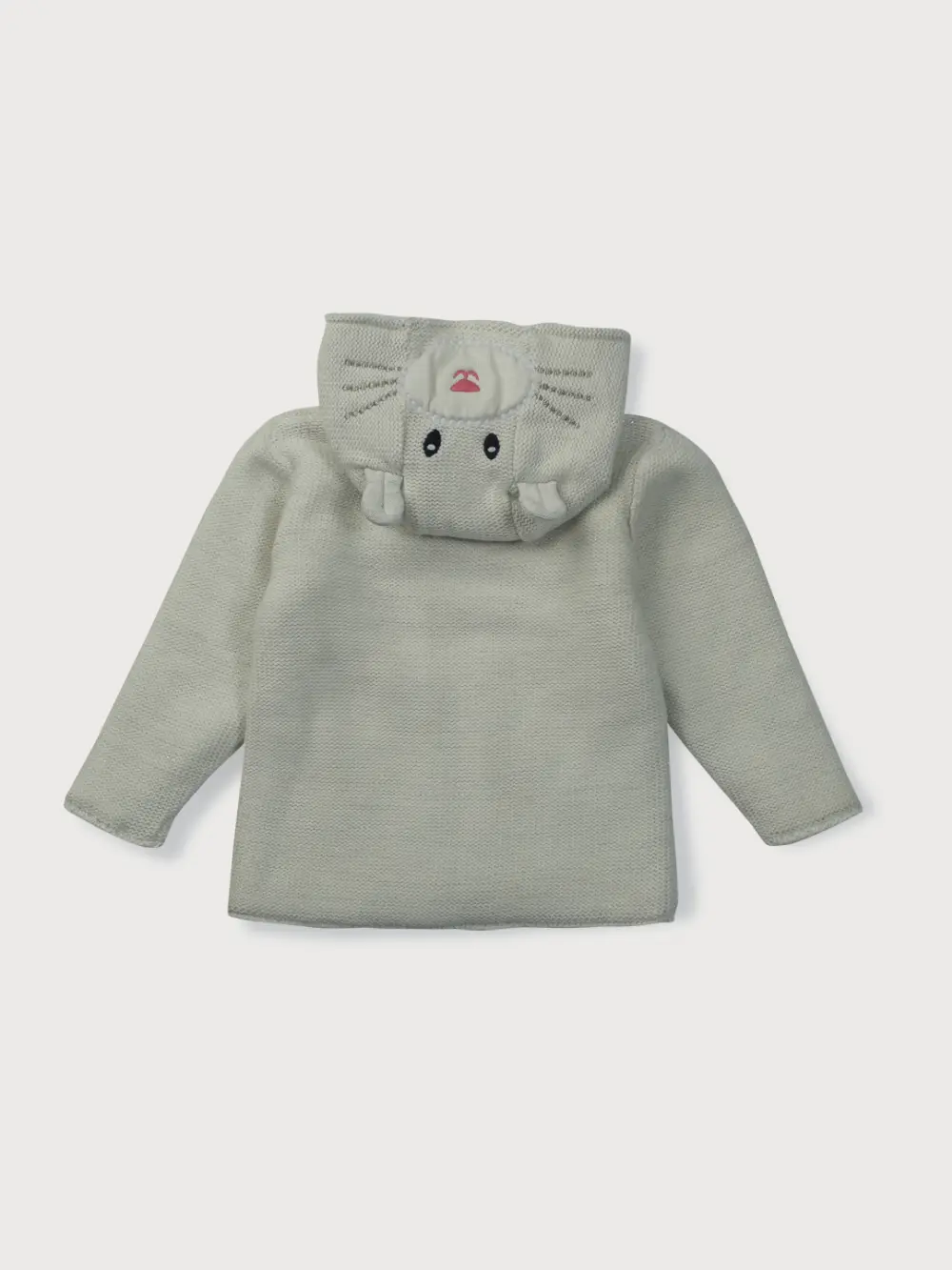 Gj Baby Girls White Applique Fleece Sweater Full Sleeves 0-3 Months