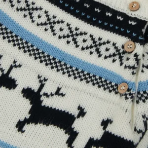 Gj Baby Boys White Fair Isle Acrylic Sweater Full Sleeves