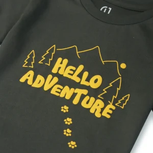 Gj Baby Boys Olive Typographic Print Cotton T-Shirt Half Sleeves