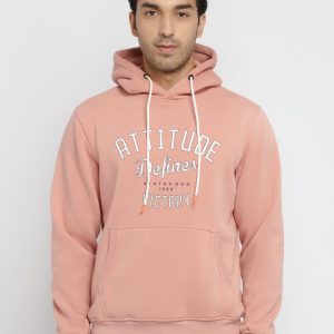 Mens Printed Round Neck Hooded Sweatshirt
