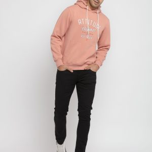 Mens Printed Round Neck Hooded Sweatshirt