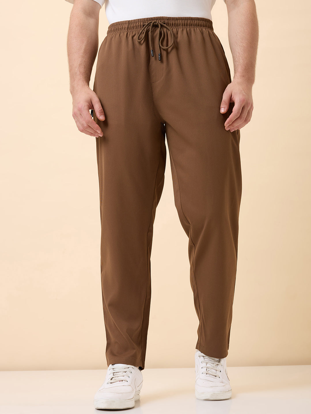 Status Quo Men'S Basic Solid Regular Fit Drawstring Track Pant With 4 Pockets