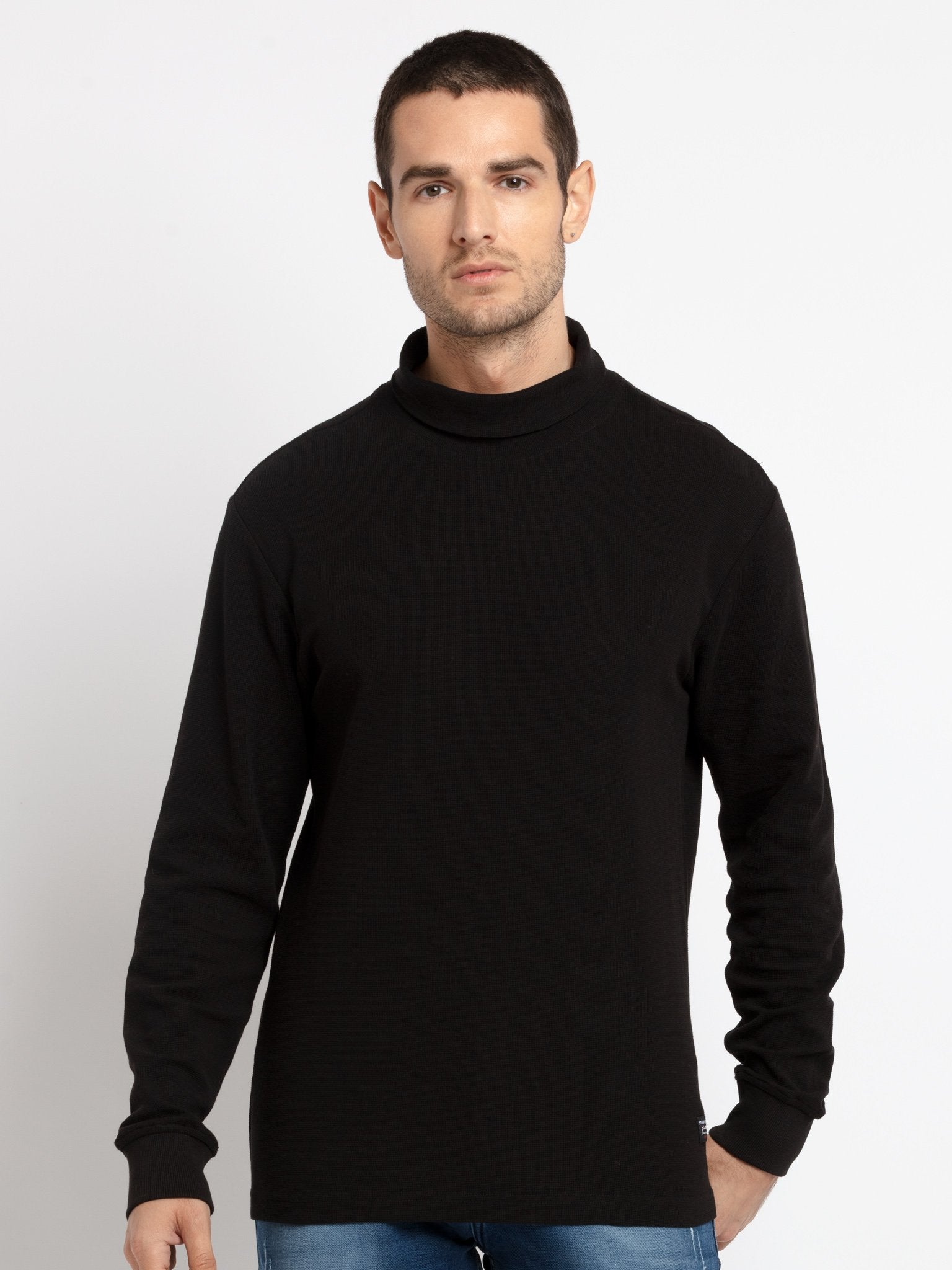 Status Quo Mens Solid Turtle Neck T-Shirt