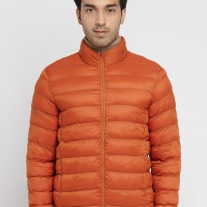 Mens Solid Quilted Jacket With Pouch