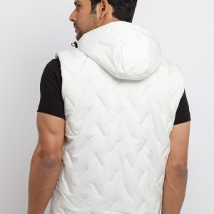 Status Quo Men'S Quilted Hooded Sleeveless Jacket