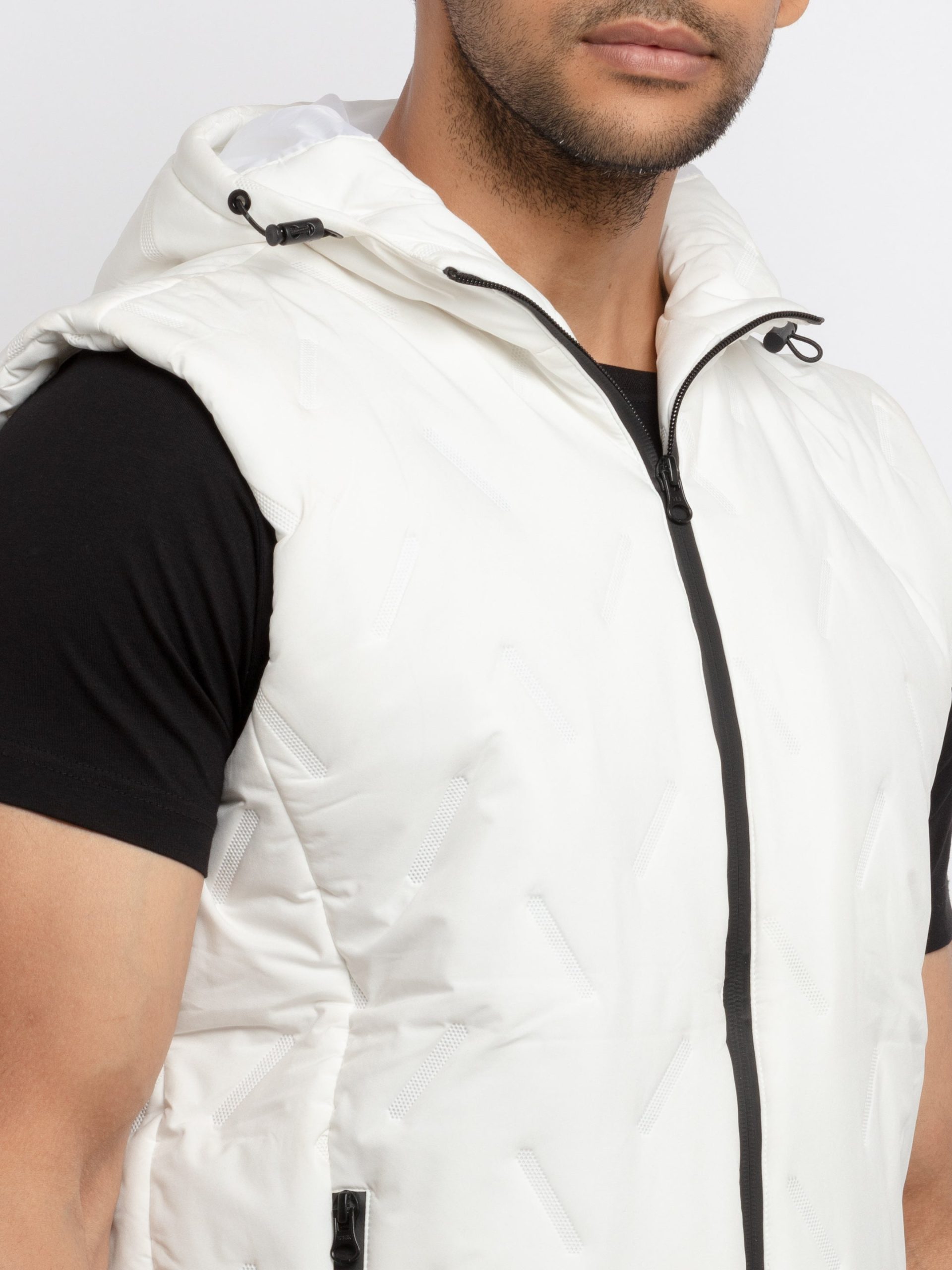 Status Quo Men'S Quilted Hooded Sleeveless Jacket