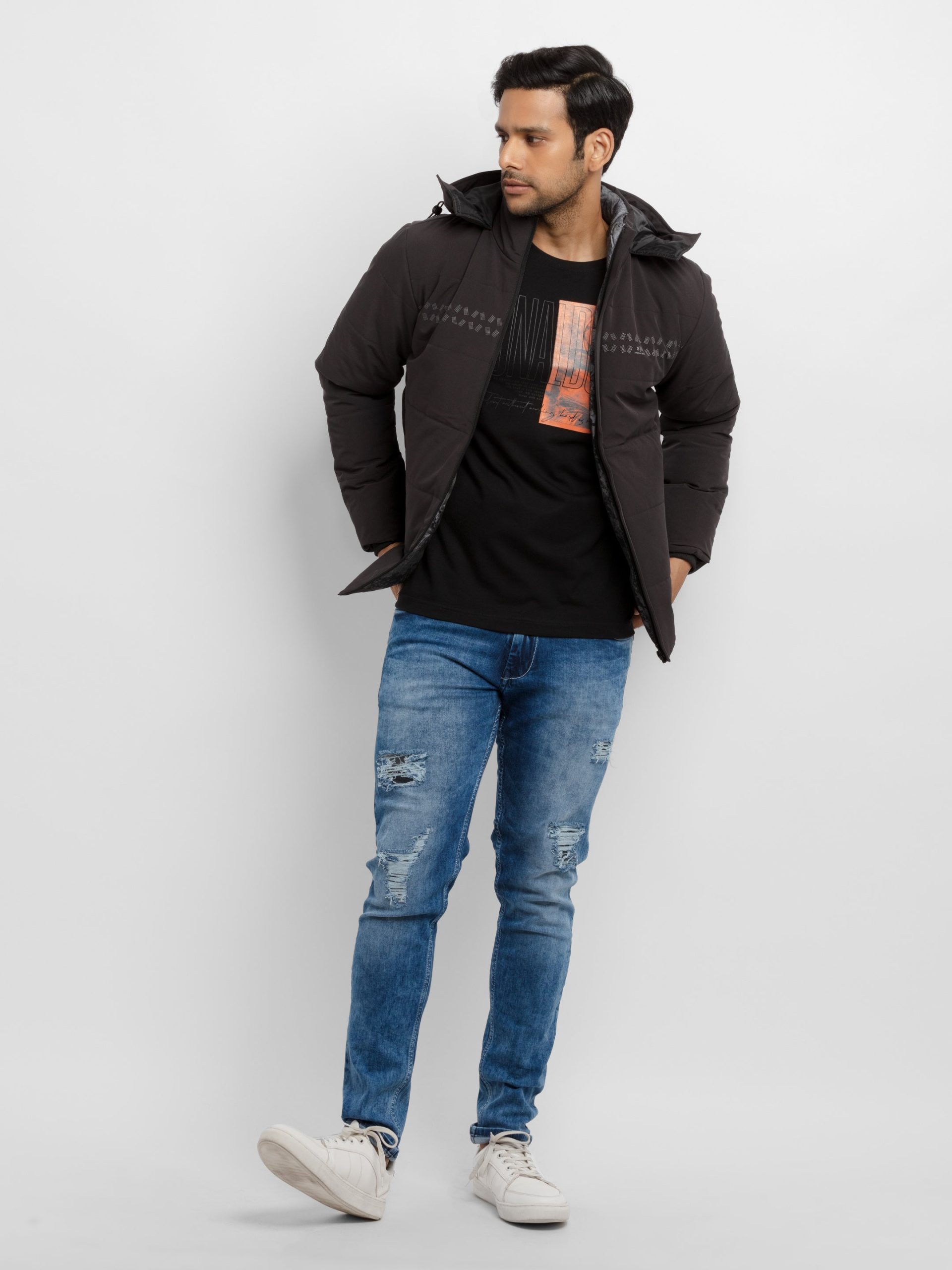 Mens Quilted Hooded Jacket