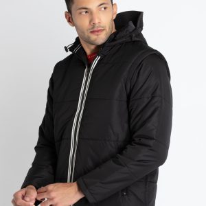 Mens Solid Jacket With Detachable Sleeves
