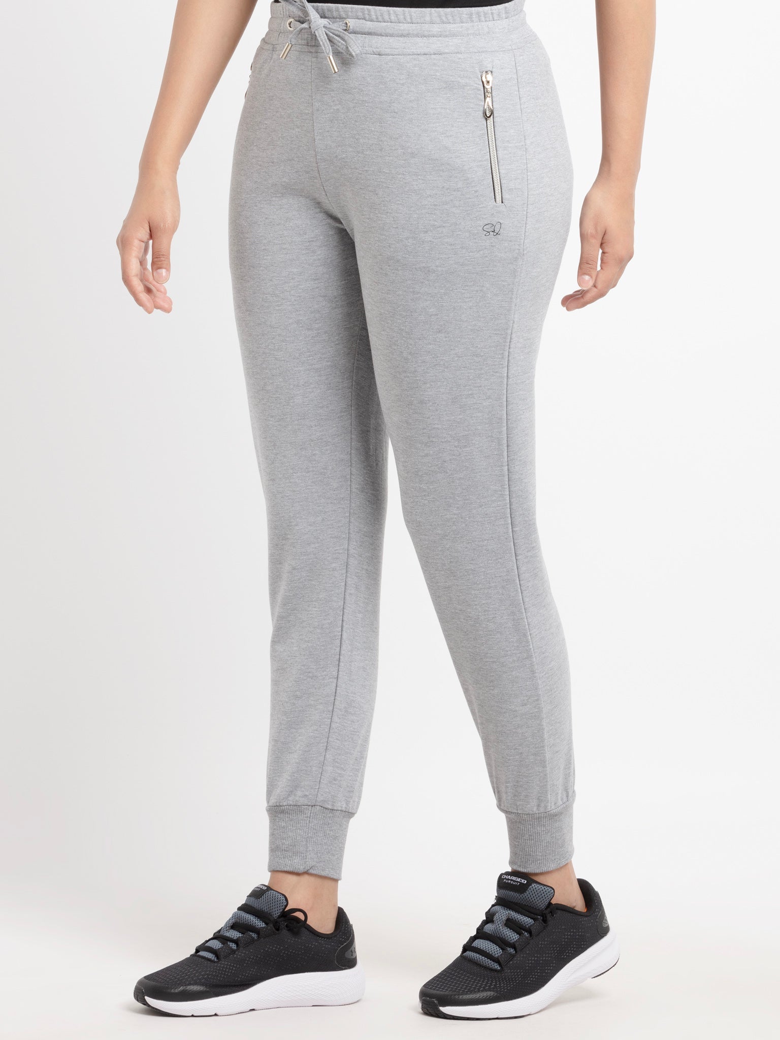 Womens Solid Regular Fit Joggers