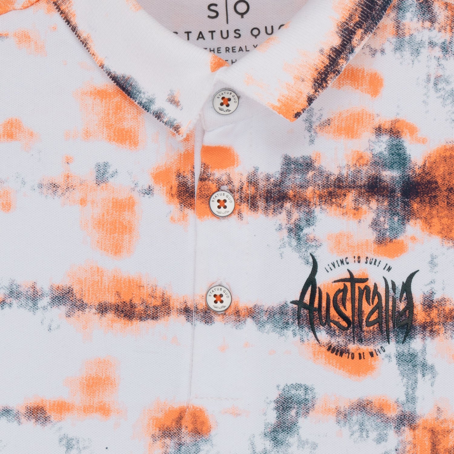 Status Quo Boys All-Over Abstract Printed Polo Collar Tshirt