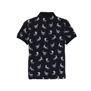 Status Quo Boys Animal Print Polo Collar Half Sleeves Regular Fit Tshirt