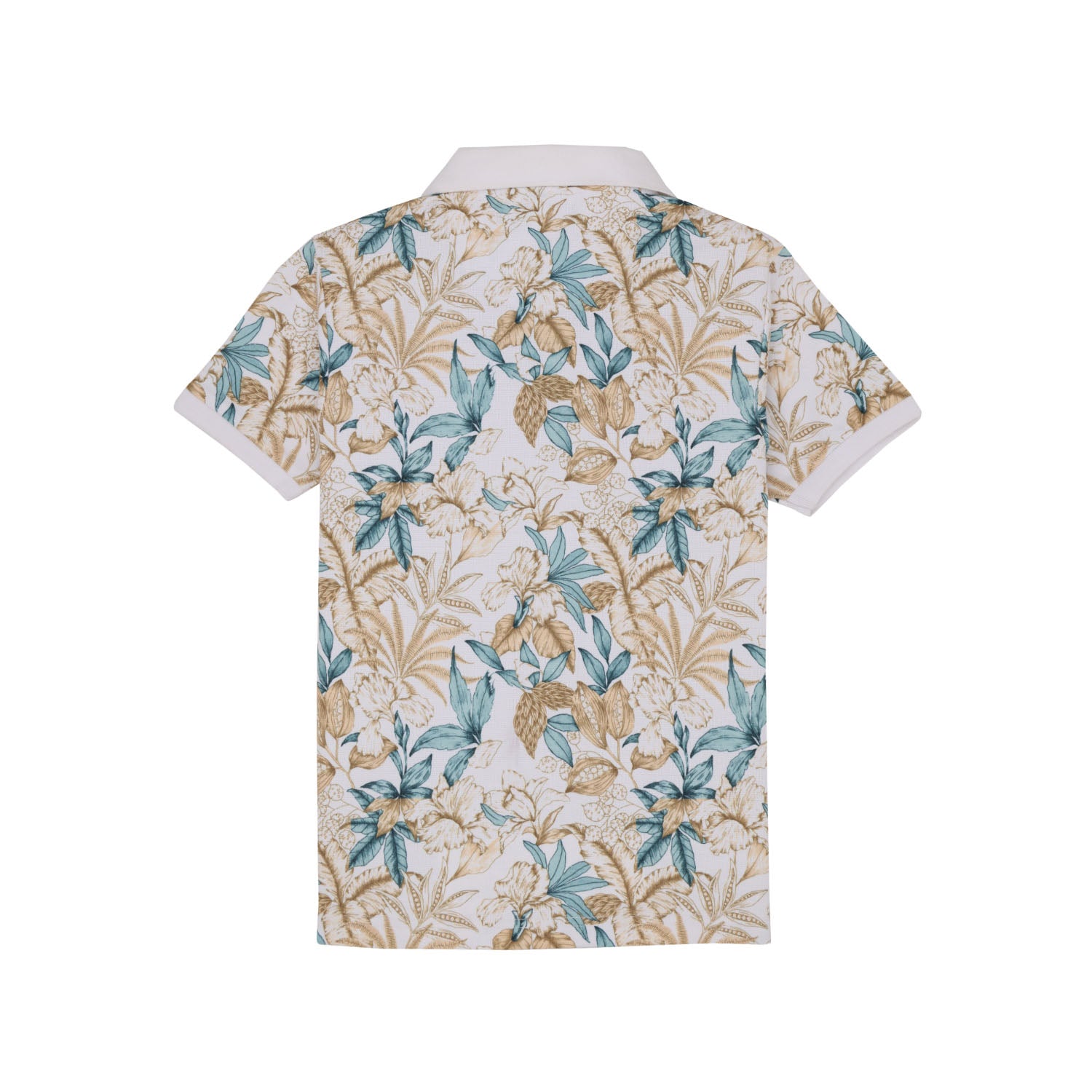 Status Quo Boys Floral Print Polo Collar Half Sleeves Regular Fit Tshirt